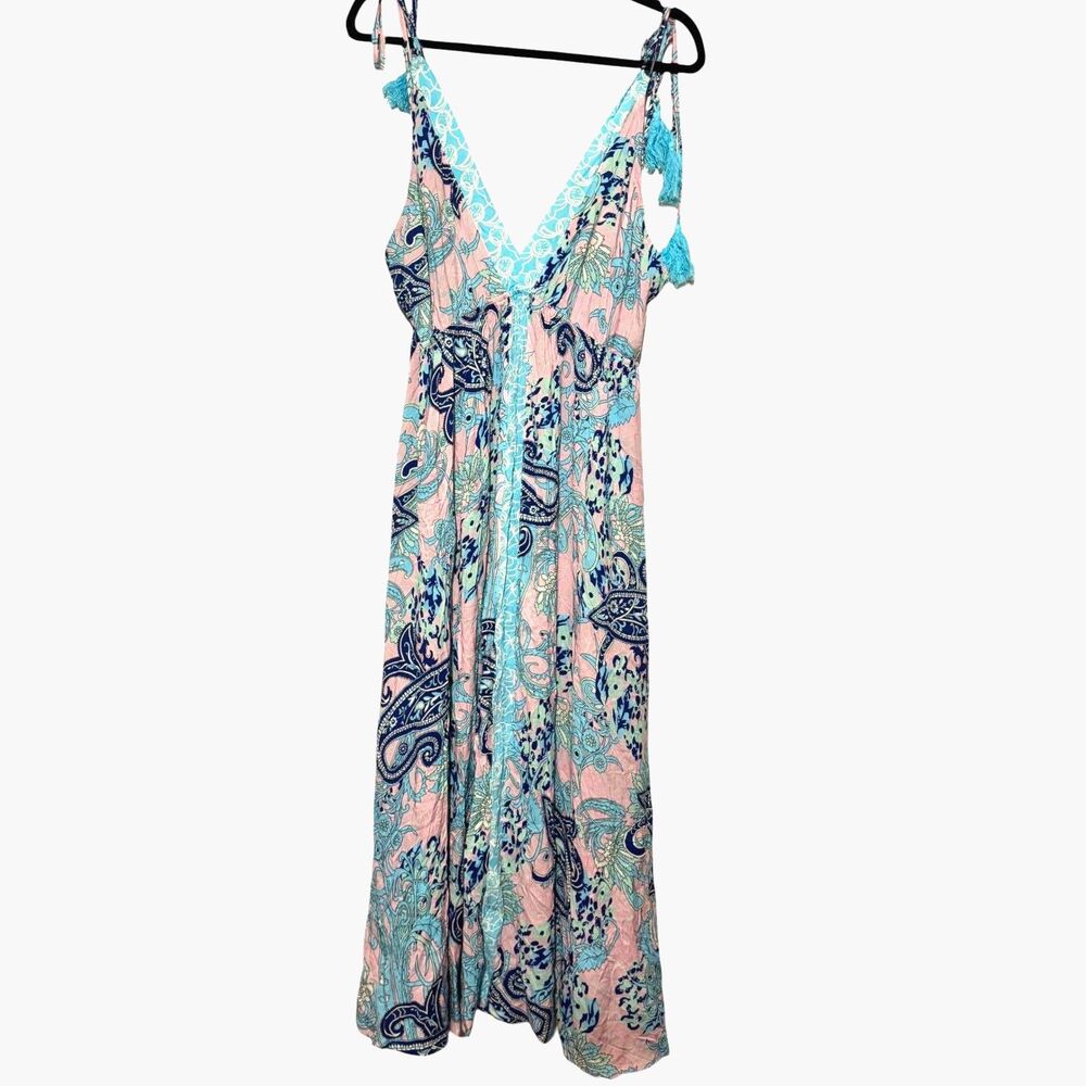 Cupshe Paisley Tassel Maxi Dress NWT Large Boho Beach Vacation